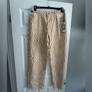 Future Collective Women's Jeans Size 14 Slim Straight Cream/Yellow